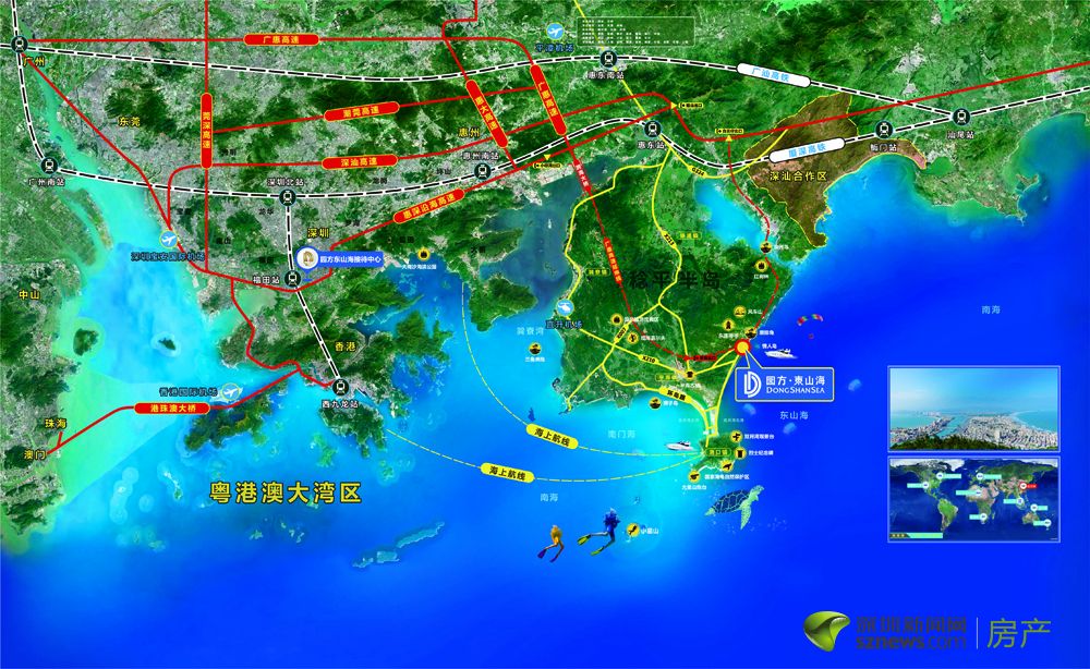 园方东山海交通图
